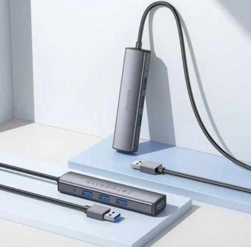 BOROFONE DH12 Akıllı 4'ü 1 arada dönüştürücü (USB - USB3.0*4 1.2M) Metal Gri 